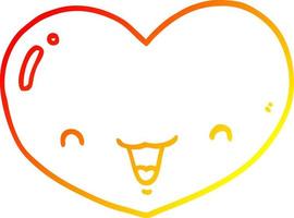 warm gradient line drawing cartoon love heart character vector