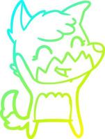cold gradient line drawing happy cartoon fox vector