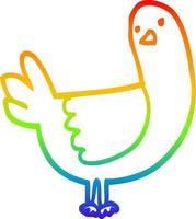 rainbow gradient line drawing cartoon pigeon vector