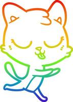 rainbow gradient line drawing cartoon cat hissing vector