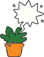 cartoon house plant and speech bubble vector