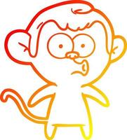 warm gradient line drawing cartoon hooting monkey vector