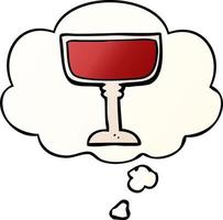 cartoon wine glass and thought bubble in smooth gradient style vector