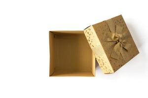 Top view of open gift box on a white background. photo