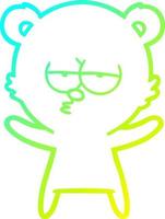 cold gradient line drawing bored bear cartoon vector