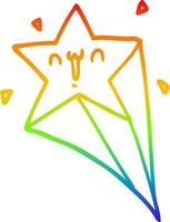 rainbow gradient line drawing cartoon shooting star vector