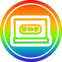cassette tape circular in rainbow spectrum vector