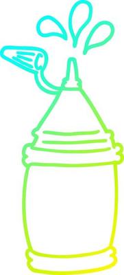 cold gradient line drawing cartoon ketchup bottle