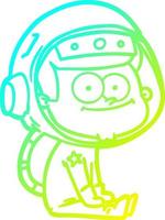 cold gradient line drawing happy astronaut cartoon vector