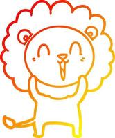 warm gradient line drawing laughing lion cartoon vector