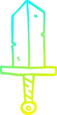 cold gradient line drawing cartoon dagger