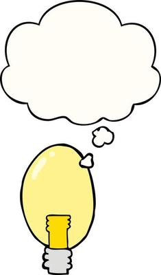 cartoon electric light and thought bubble