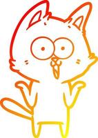 warm gradient line drawing funny cartoon cat vector