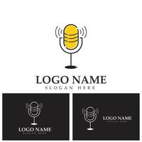 podcast logo icono diseño vector plantilla micrófono símbolos