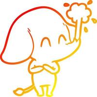 warm gradient line drawing cute cartoon elephant spouting water vector