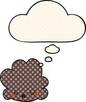 cartoon cloud and thought bubble in comic book style vector