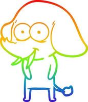 dibujo de línea de gradiente de arco iris elefante de dibujos animados feliz vector