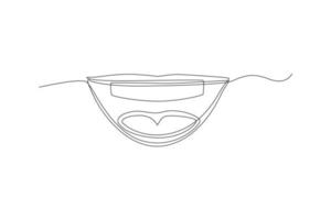 Continuous one line drawing mouth icon. World smile day concept. Single line draw design vector graphic illustration.