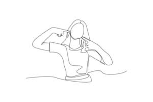 Continuous one line drawing  beautiful young girl with perfect smile. World smile day concept. Single line draw design vector graphic illustration.