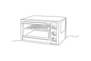 Continuous one line drawing microwave oven. Kitchen appliances concept. Single line draw design vector graphic illustration.