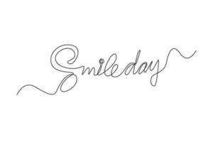 Continuous one line smile day. World smile day concept. Single line draw design vector graphic illustration.