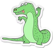 sticker of a cartoon crocodile vector