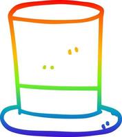 rainbow gradient line drawing cartoon top hat vector