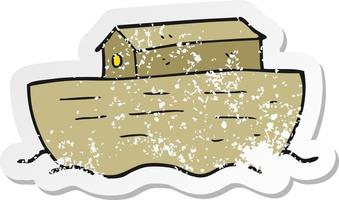 retro distressed sticker of a cartoon noahs ark vector