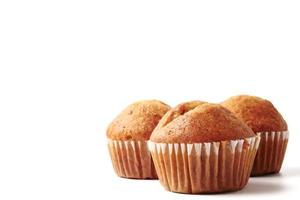 Banana cupcakes on a white background, Free space for text. photo