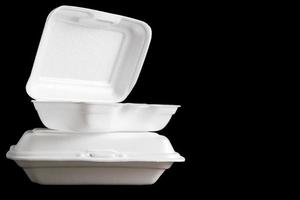 White Foam boxes on black background. photo