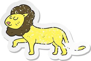 retro distressed sticker of a cartoon lion vector