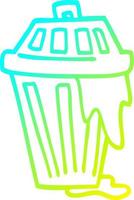 cold gradient line drawing cartoon waste bin vector