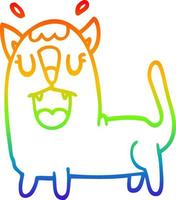 rainbow gradient line drawing cartoon funny cat vector