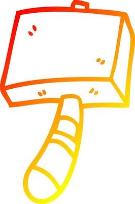 warm gradient line drawing cartoon hammer