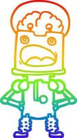 rainbow gradient line drawing cartoon robot vector