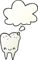 cartoon tooth and thought bubble in smooth gradient style vector