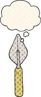 cartoon trowel and thought bubble in comic book style vector