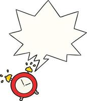 cartoon ringing alarm clock and speech bubble vector