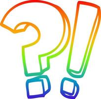 rainbow gradient line drawing cartoon question mark and exclamation mark vector