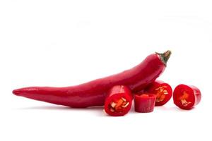 Fresh Red chili papper on white background. photo