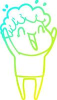cold gradient line drawing cartoon happy man vector