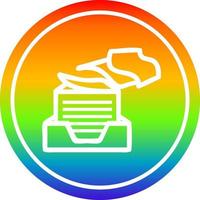 office paper stack circular in rainbow spectrum vector