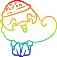 dibujo de línea de gradiente de arco iris hombre barbudo feliz vector