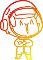 warm gradient line drawing happy cartoon astronaut vector