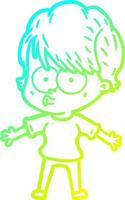 cold gradient line drawing cartoon woman vector
