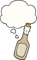 cartoon beer bottle and thought bubble vector