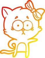 warm gradient line drawing cartoon cat vector