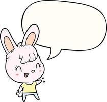 cute cartoon rabbit and speech bubble vector