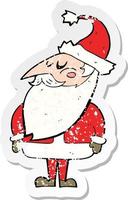 retro distressed sticker of a cartoon Santa Claus vector