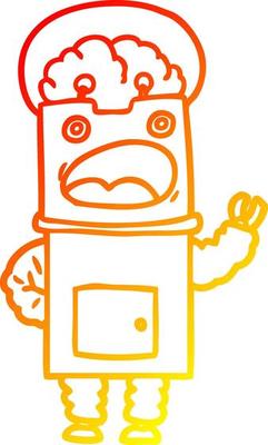 warm gradient line drawing cartoon robot